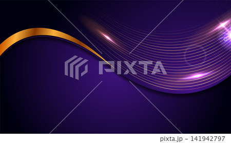Dark violet wavy corporate background with glowing golden lines Dark violet wavy corporate background with glowing golden lines 141942797