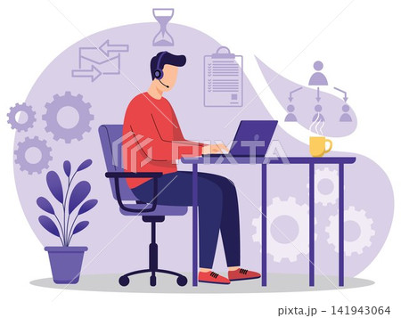 Remote Work Customer Support Online Service Illustration Remote Work Customer Support Online Service Illustration 141943064