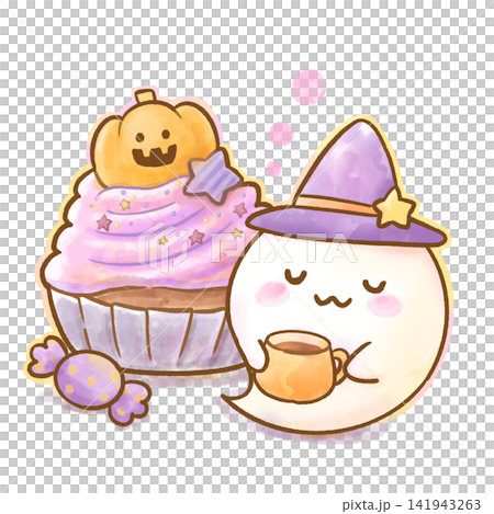 水彩風のハロウィンイラスト マグカップでほっと一息つく可愛いオバケとかぼちゃのカップケーキ 水彩風のハロウィンイラスト マグカップでほっと一息つく可愛いオバケとかぼちゃのカップケーキ 141943263