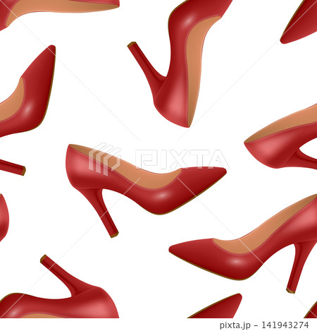 Red High Heel Shoes Seamless Pattern Vector Illustration. Red Stiletto Pumps Pattern. High Heels Fashion Background. Womens Shoes Repeat Print on White Background Red High Heel Shoes Seamless Pattern Vector Illustration. Red Stiletto Pumps Pattern. High Heels Fashion Background. Womens Shoes Repeat Print on White Background 141943274