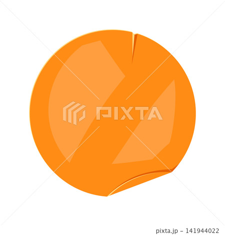 Paper note orange crumpled sticker. Frame or background for reminder. 141944022