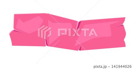 Adhesive tape horizontal pink piece. Crumpled duct scotch tape for photo collage. Adhesive tape horizontal pink piece. Crumpled duct scotch tape for photo collage. 141944026