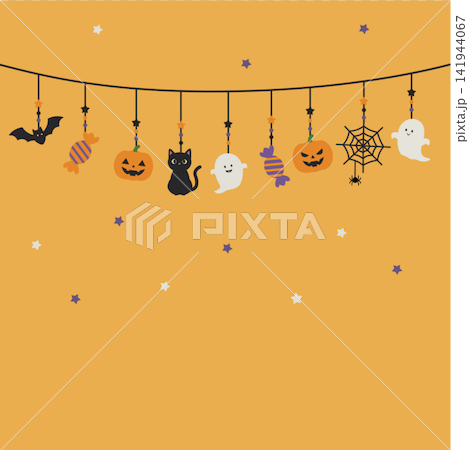 Halloween garland banner illustration, background illustration, vector, simple, jack-o'-lantern 141944067