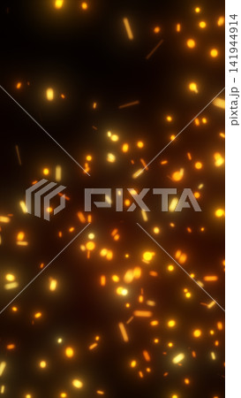 Warm golden bokeh sparks floating on a dark abstract background, creating a festive glowing texture with dreamy light. Warm golden bokeh sparks floating on a dark abstract background, creating a festive glowing texture with dreamy light. 141944914