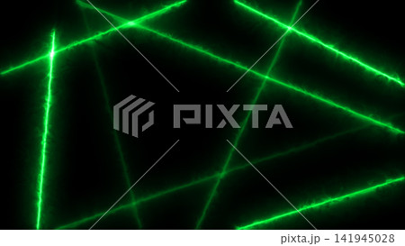 Dark abstract background with glowing green neon laser lines, electric plasma edges, and futuristic geometric energy connections. Dark abstract background with glowing green neon laser lines, electric plasma edges, and futuristic geometric energy connections. 141945028