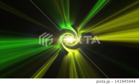 Green and yellow abstract light tunnel with glowing spiral core, radiant beams, and high-speed futuristic energy motion. Green and yellow abstract light tunnel with glowing spiral core, radiant beams, and high-speed futuristic energy motion. 141945044