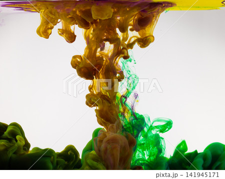Acrylic colors and ink in water. Abstract background 141945171