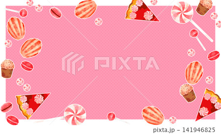 ベリーカラーのお菓子のかわいいサムネイル背景 ベリーカラーのお菓子のかわいいサムネイル背景 141946825