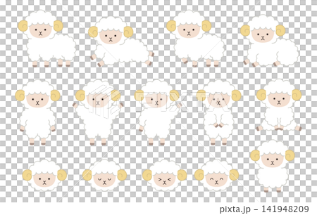 Cute sheep vector illustration set. Zodiac, Year of the Sheep, Icon, New Year's card Cute sheep vector illustration set. Zodiac, Year of the Sheep, Icon, New Year's card 141948209