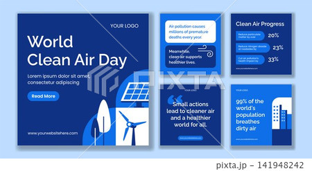 Flat Cartoon Social Media Post Background Illustration for World Clean Air Day Flat Cartoon Social Media Post Background Illustration for World Clean Air Day 141948242