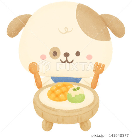 Puppy and mango Puppy and mango 141948577
