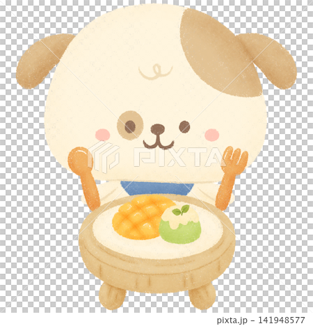 Puppy and mango Puppy and mango 141948577