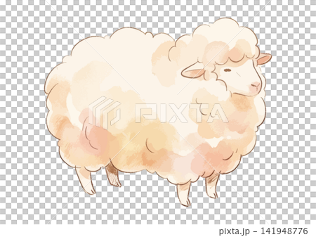 一幅令人垂涎欲滴的綿羊插圖－2027年（羊年）新年賀卡 141948776