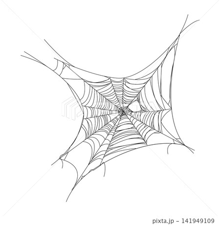 Cartoon Halloween tangled cobweb, spider web net. Fall season celebration stretching spider web thread, horror hanging sticky trap vector decoration. Halloween holiday tangled old cobweb decor element Cartoon Halloween tangled cobweb, spider web net. Fall season celebration stretching spider web thread, horror hanging sticky trap vector decoration. Halloween holiday tangled old cobweb decor element 141949109