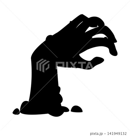 Halloween scary zombie walker grabbing hand silhouette. Horror holiday walking dead fingers vector silhouette, Halloween spooky ghoul claw coming up from grave. Scary zombie arm rises from the ground Halloween scary zombie walker grabbing hand silhouette. Horror holiday walking dead fingers vector silhouette, Halloween spooky ghoul claw coming up from grave. Scary zombie arm rises from the ground 141949132