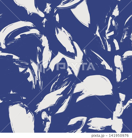 Blue Abstract Floral Seamless Pattern Design 141950976