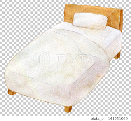 Watercolor illustration, hand-drawn illustration, single bed Watercolor illustration, hand-drawn illustration, single bed 141951069