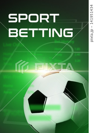 Sport betting and soccer ball on green background with betting odds displayed Sport betting and soccer ball on green background with betting odds displayed 141951434