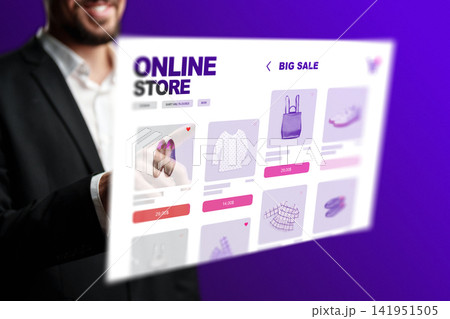 Shopping for deals in an online store during a big sale event Shopping for deals in an online store during a big sale event 141951505