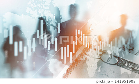 Business chart shows stock exchange trading activity in a financial office environment 141951908