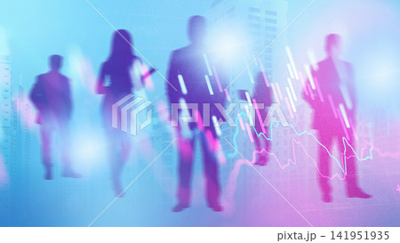 Business people analyzing stock market trends in an urban setting during day hours Business people analyzing stock market trends in an urban setting during day hours 141951935