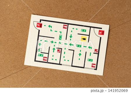 Emergency evacuation plan for building layout in case of fire or other emergencies Emergency evacuation plan for building layout in case of fire or other emergencies 141952069