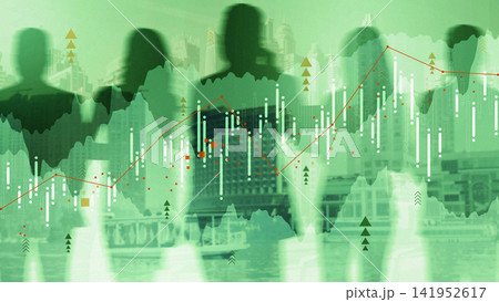 Business chart showing stock exchange trading activity in a financial district during the day Business chart showing stock exchange trading activity in a financial district during the day 141952617