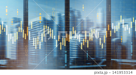 Business chart showing stock exchange trading trends in a modern office environment during daytime 141953314