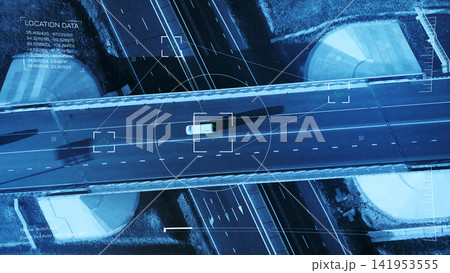 Surveillance system tracks moving vehicle on urban highway Surveillance system tracks moving vehicle on urban highway 141953555