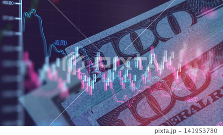 Business chart showing stock exchange trading patterns with financial data and cash currency on display Business chart showing stock exchange trading patterns with financial data and cash currency on display 141953780