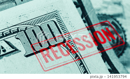 Money chart shows recession impact on currency and economy trends over time 141953794