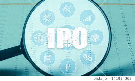 Investors examine data on initial public offering IPO with focus on market trends and financial details Investors examine data on initial public offering IPO with focus on market trends and financial details 141954362