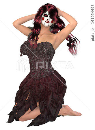 3D Gothic Fantasy Woman in Red Dress 3D Gothic Fantasy Woman in Red Dress 141954498