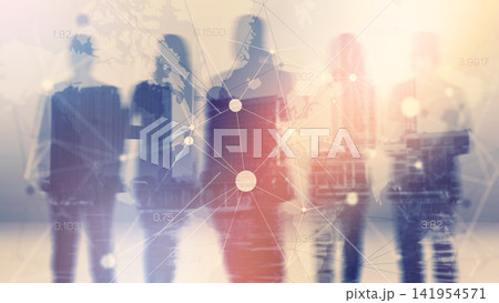 Business team observing market trends on a stock exchange chart during a trading session Business team observing market trends on a stock exchange chart during a trading session 141954571