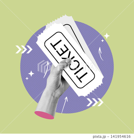 Holding travel tickets in hand for a memorable journey ahead with bright colors in the background Holding travel tickets in hand for a memorable journey ahead with bright colors in the background 141954616