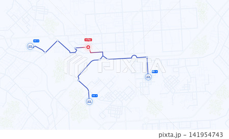 Ambulance Navigating to Road Incident. Locations to Red Hospital Point Showing Medical Emergency Response Network Ambulance Navigating to Road Incident. Locations to Red Hospital Point Showing Medical Emergency Response Network 141954743