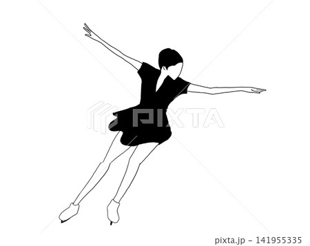 両手を広げて滑るフィギュアスケート女子 141955335