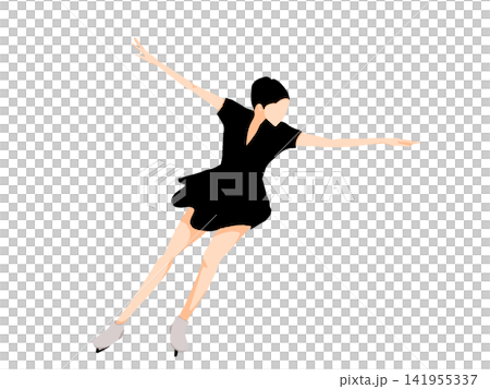 Female figure skater gliding with arms outstretched Female figure skater gliding with arms outstretched 141955337