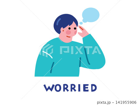 ネガティブな感情の英単語用イラスト ネガティブな感情の英単語用イラスト 141955906
