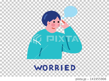 ネガティブな感情の英単語用イラスト ネガティブな感情の英単語用イラスト 141955906