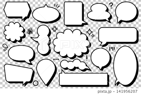 吹き出し イラスト 漫画風 セリフ枠 コメント枠 ポップなデザイン素材 吹き出し イラスト 漫画風 セリフ枠 コメント枠 ポップなデザイン素材 141956207
