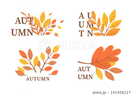 Autumn Text and Foliage Design Set Autumn Text and Foliage Design Set 141956217