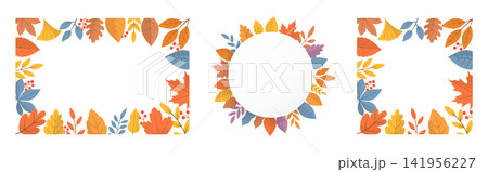 Autumn Leaves Rectangular and Circular Frame Set 141956227