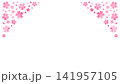 桜 コーナー飾り 背景素材 春 ピンク 花びら 和風 デザイン素材 141957105