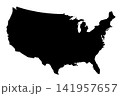 アメリカ合衆国本土の黒ベタシルエット地図 141957657