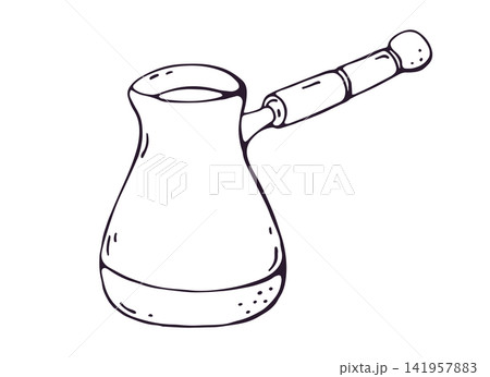 Turkish Coffee Cezve Pot Hand Drawn Doodle Clipart Turkish Coffee Cezve Pot Hand Drawn Doodle Clipart 141957883