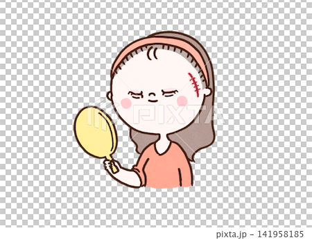 切開リフトの術後で耳の前に縫合傷がありツッパリ感がある女性（美容整形） 141958185