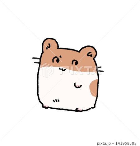 手描きタッチのかわいいゴールデンハムスターのイラスト 手描きタッチのかわいいゴールデンハムスターのイラスト 141958305