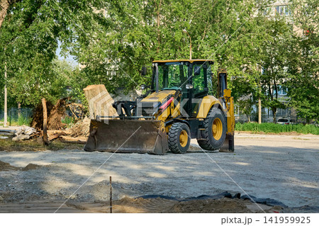 Road scraper.Construction bulldozer for work Road scraper.Construction bulldozer for work 141959925