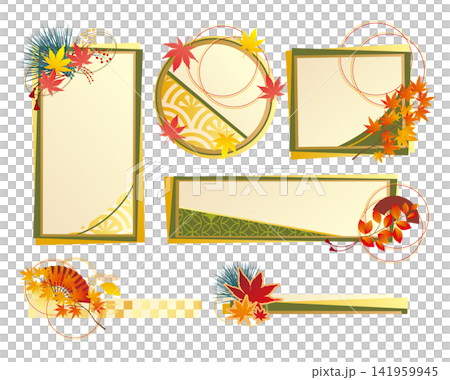 Autumn Japanese-style maple leaf decorative frame Autumn Japanese-style maple leaf decorative frame 141959945